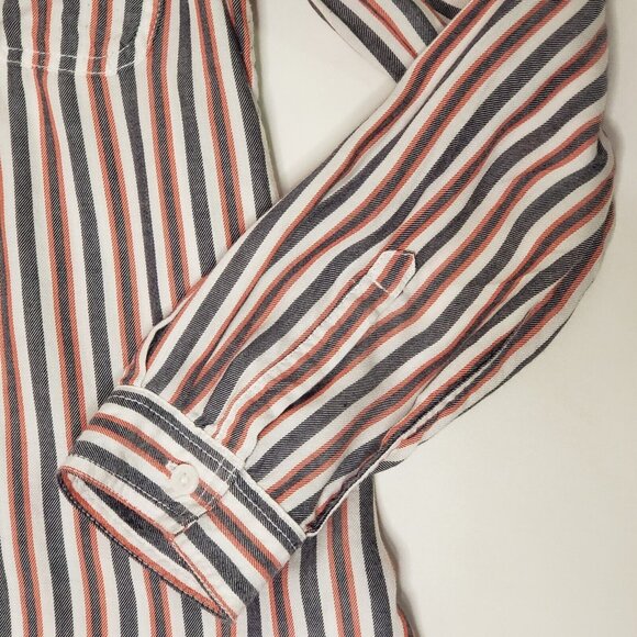 Beach Lunch Lounge Top Womens Large Red Grey White Striped Beachcore Cottagecore - Picture 10 of 15